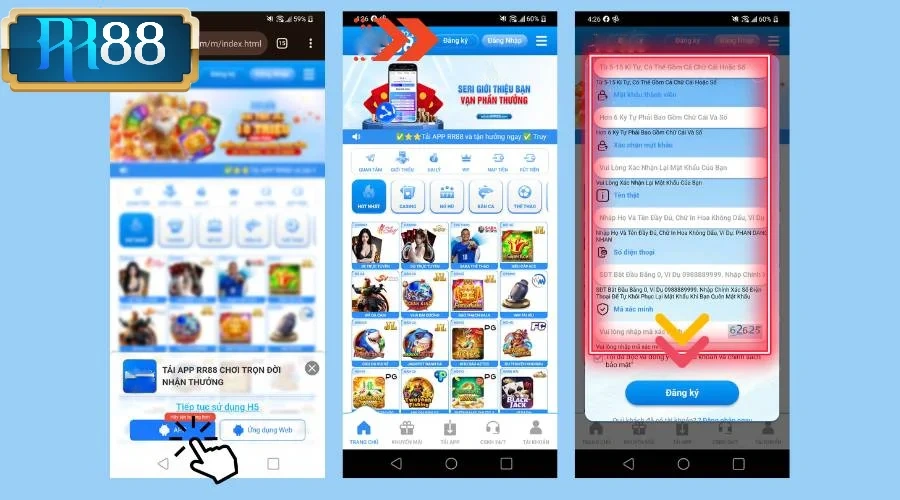 Đăng ký tài khoản RR88 qua app tiện lợi